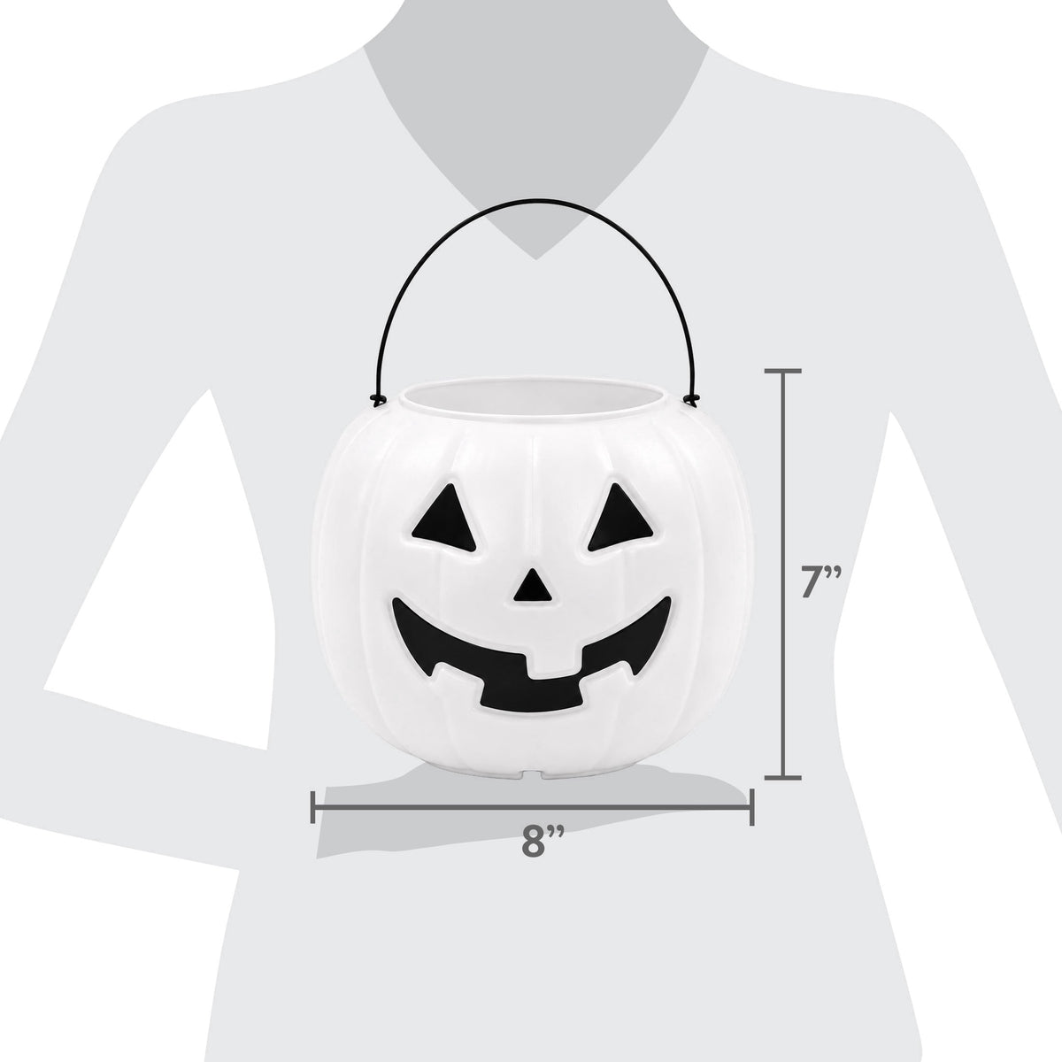 Jack-o'-Lantern Trick-or-Treat Pail, White, 8", Halloween by Way To Celebrate