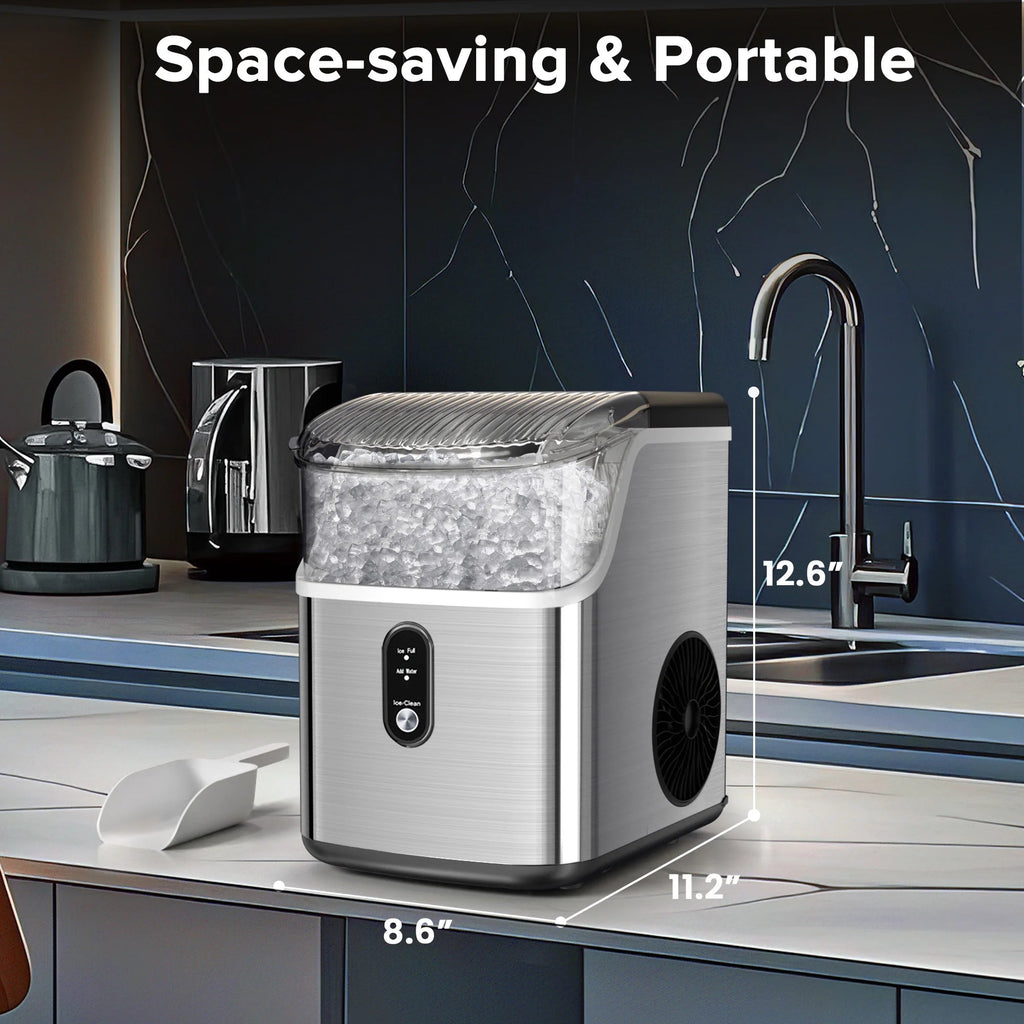 Auseo Countertop Nugget Ice Maker, 35lbs/24H, Self-Cleaning, Black