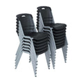 Lifetime Steel-Framed Indoor/Outdoor Commercial Grade Stacking Chairs, Black & Silver, Set Of 14 - 80569