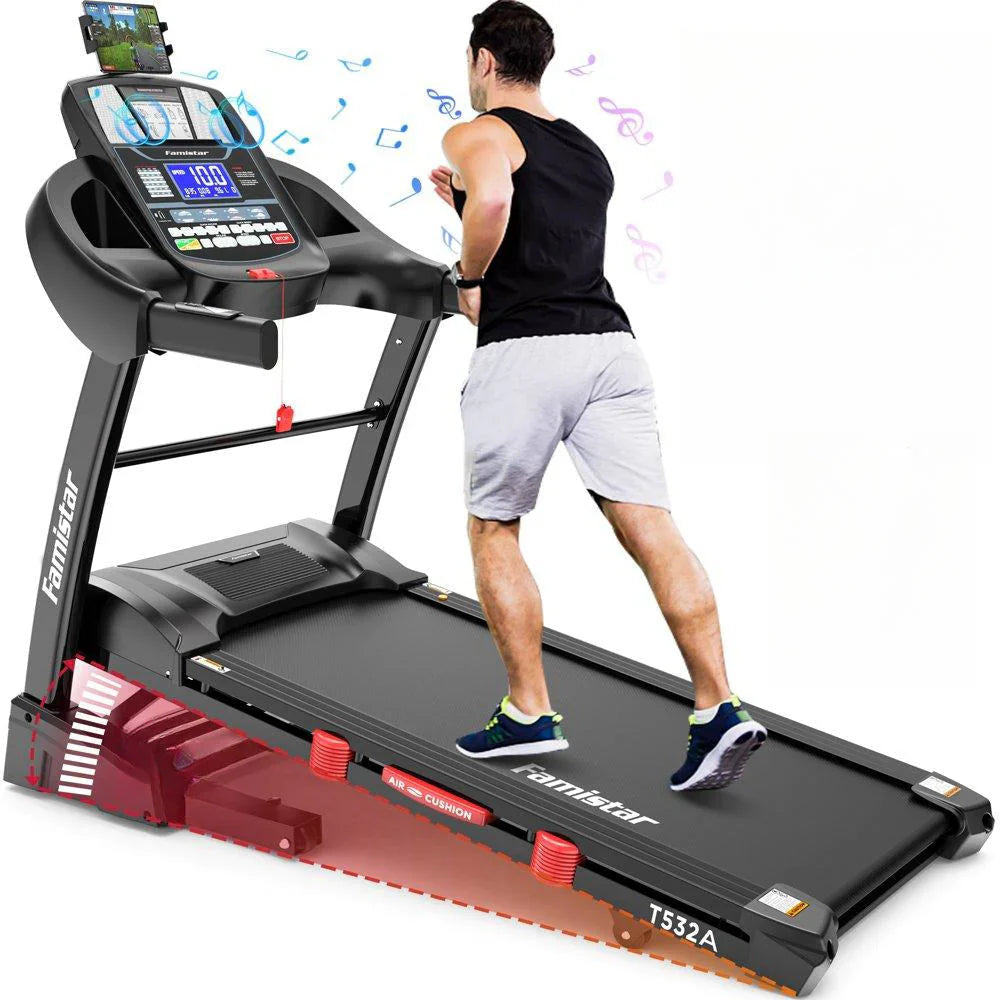 Famistar Foldable Treadmill, 4.5HP, 15 Auto Incline Levels, 10 MPH, 300 lbs Capacity