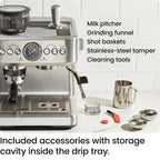Chefman Crema Supreme Espresso Machine With Conical Burr Grinder And Steam Wand, Stainless Steel - RJ54-G-SS