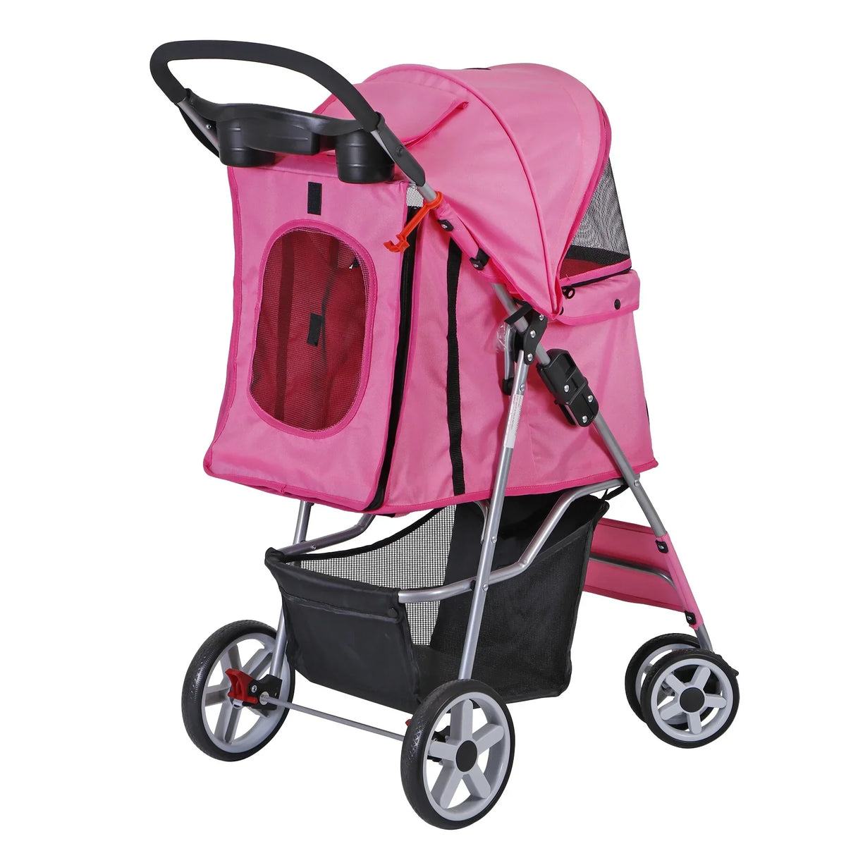 ZENY 4 Wheel Foldable Pet Stroller, Pink - 30 lbs