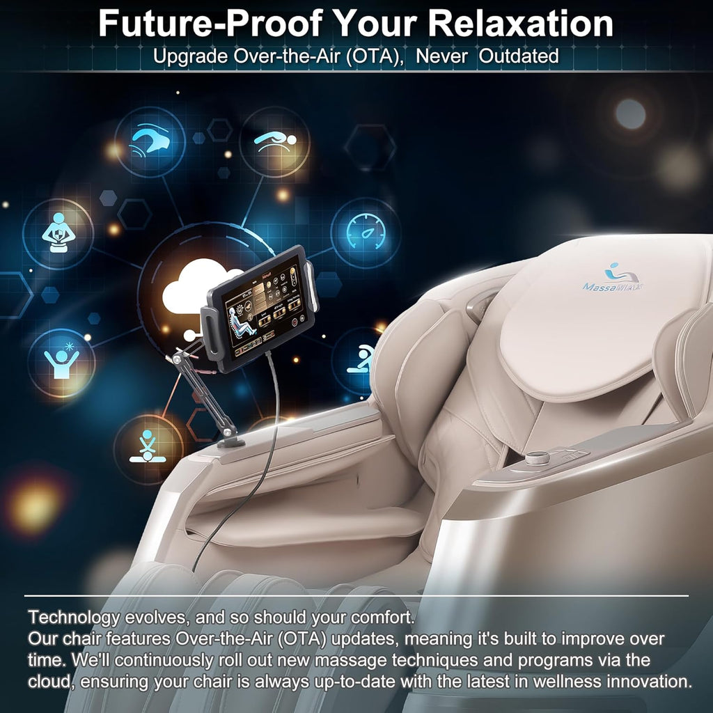 MassaMAX 4D Full Body Massage Chair With Auto Footrest, SL Track, Zero Gravity, Heating, Golden - MT339