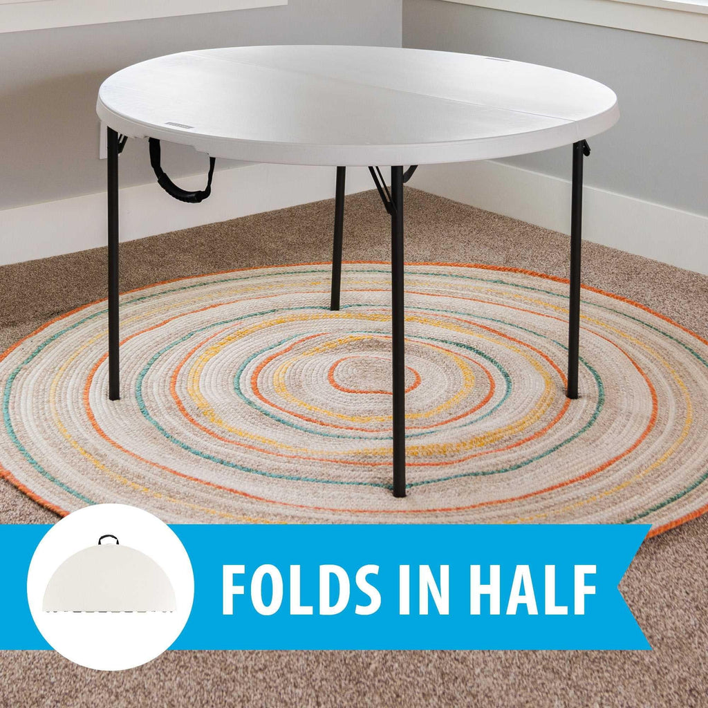 Lifetime 48 inch Round Fold-In-Half Table, White Granite - 280064