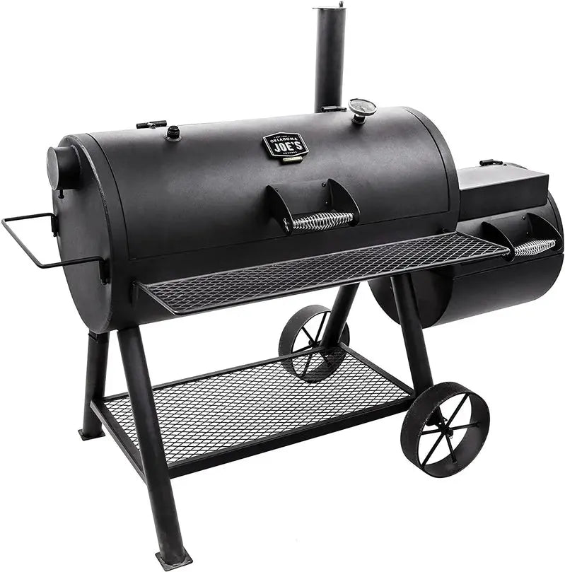 Oklahoma Joe's Longhorn Reverse Flow Smoker - Offset Barrel Design, Heavy-Gauge Steel, Dual Chamber Smoking