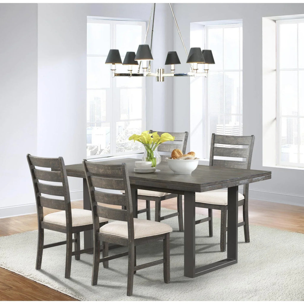 HomeStock Rustic Retreat Side Chair Set - Cream Solid Wood Ladder Back