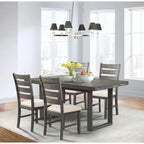 HomeStock Rustic Retreat Side Chair Set - Cream Solid Wood Ladder Back