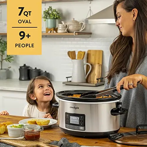 Crock-Pot 7 Quart Portable Programmable Slow Cooker With Timer And Locking Lid
