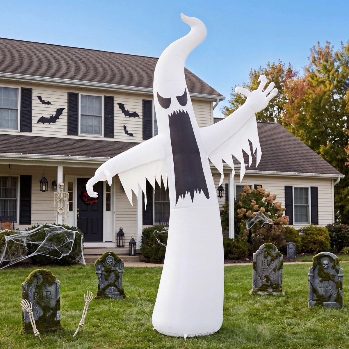 Joyfy 12ft Halloween Ghost Inflatable, Giant Ghosts inflatables with Build-in LEDs Outdoor Decorations, Blow Ups Halloween Yard Inflatables