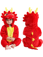 WIBACKER Infant Toddler Dinosaur Animal Fancy Dress Costume Baby Winter Flannel Hooded Romper Christmas Halloween Cosplay Jumpsuit