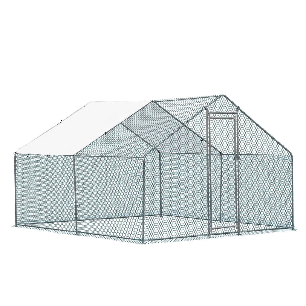 ZGBY 10 x 10Ft Metal Walk-In Chicken Coop Run Cage Rabbit Hutch Hen House Enclosure