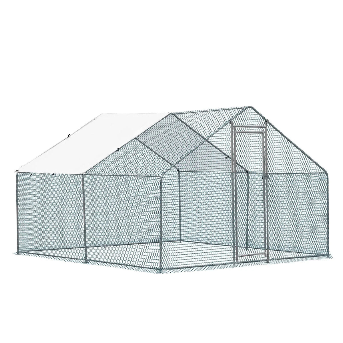 ZGBY 10 x 10Ft Metal Walk-In Chicken Coop Run Cage Rabbit Hutch Hen House Enclosure