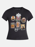 Halloween Stamp Women's Graphic Tee with Short Sleeves, Sizes XXS-XXL