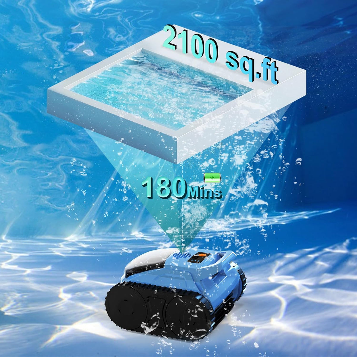Robotic Pool Cleaner for Inground and Above Ground Pools, 180 Min, 2100 Sq. Ft. - SAT20 PRO