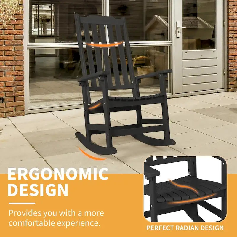 Vrakae Patio High-Back Rocking Chairs, 2-Piece, 21 x 34.6 x 46 Inches
