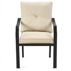 4-Piece Outdoor Dining Chair Set With Removable Cushions, Black Frame And Beige Cushions - 27 x 24 x 35 in