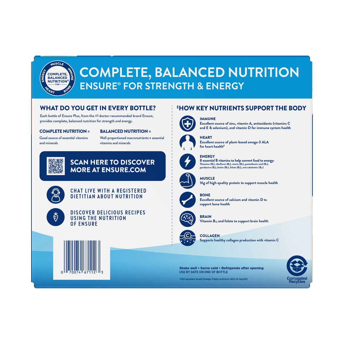 Ensure Plus Nutrition Shake, Vanilla, 8 fl. oz, 30-Pack