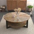 Round Coffee Table With Storage Shelf - 33.5 in