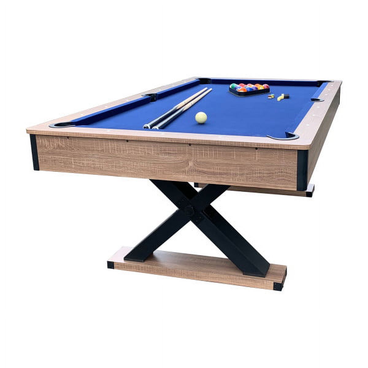 Bluewave Pool Table 7-Ft, Driftwood Melamine, Dark Blue Wool Felt - Excalibur