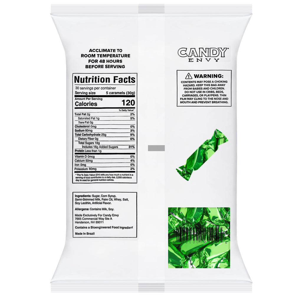 Candy Envy Green Individually Wrapped Caramels - 2 Pound Bag