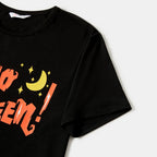 PatPat Halloween Pajamas Kids Holiday Pjs Family Matching Letter & Bat Print Short Sleeve Sleepwear Sets for Women Girls Boys, Black & Orange, L