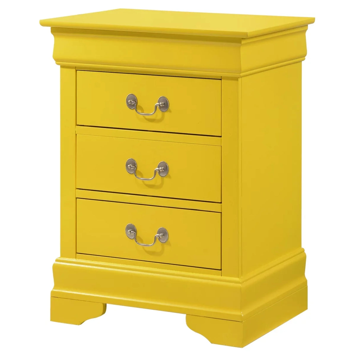 Passion Furniture Louis Philippe 3-Drawer Yellow Nightstand 29in H x 16in W x 21in D - PF-G3102-3N