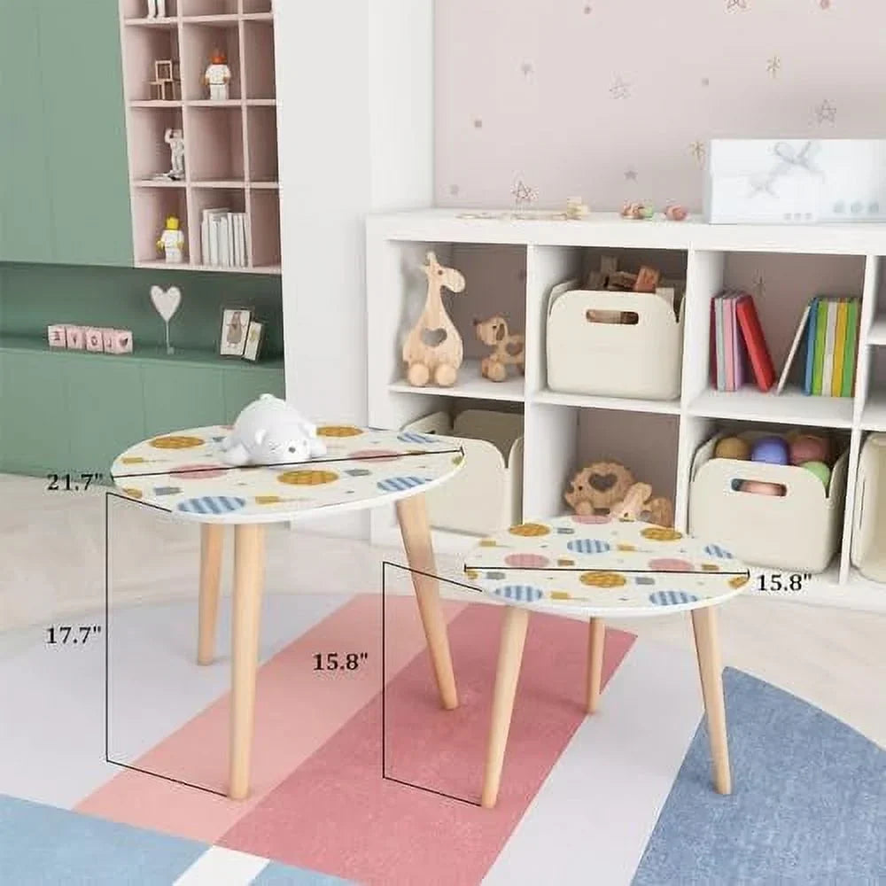 JYHOME Small Nesting Coffee Table - Hot Air Balloons Sky Triangle Pattern