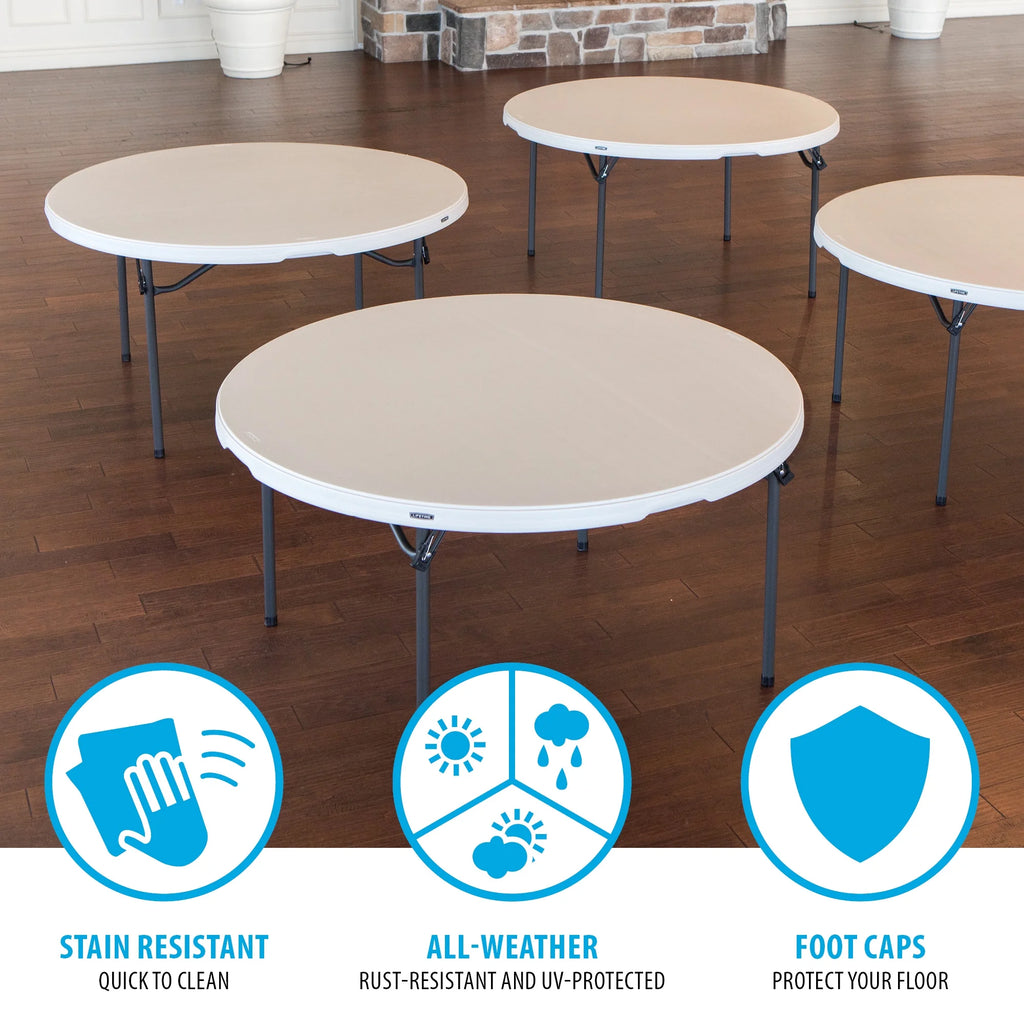 Lifetime 60 Inch Round Commercial Folding Table, Almond - 280435