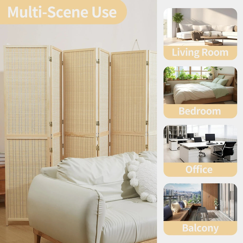 Bamboo 4-Panel Folding Room Divider, 6FT