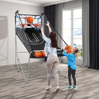 Costway Double Shot Electronic Basketball Arcade Game, 8 Game Modes, 4 Balls, Grey