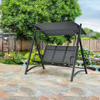 3-Person Aluminum Outdoor Patio Porch Swing Chair Bench Glider With Adjustable Canopy - Gray