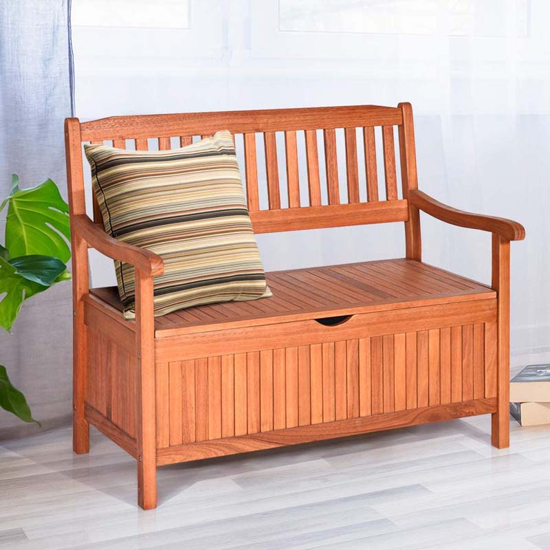 42 in Eucalyptus Patio Storage Bench, 33 Gallon Capacity