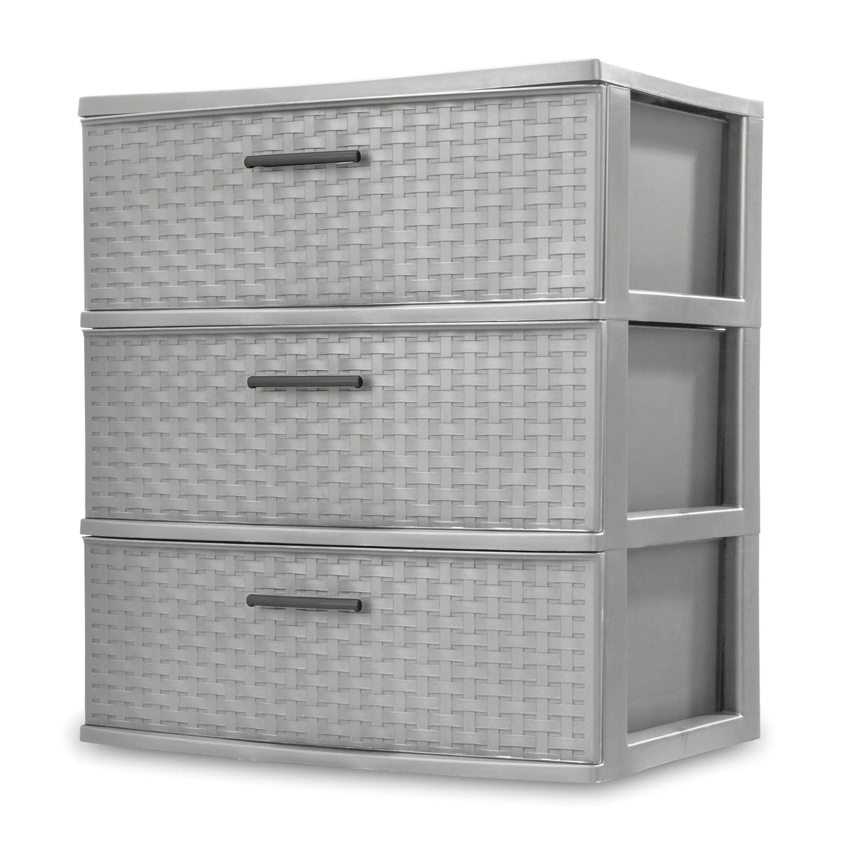 Sterilite 3-Drawer Wide Weave Storage Tower, Cement - 24 Inches H x 21.88 Inches W x 15.88 Inches D