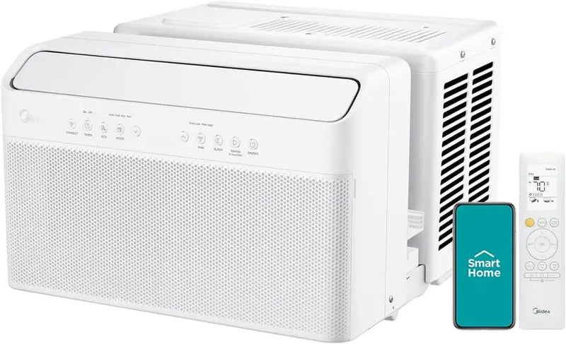 Midea U-Shaped Smart Window Air Conditioner, 8,000 BTU, 115 Volts, White - RMW08SQW