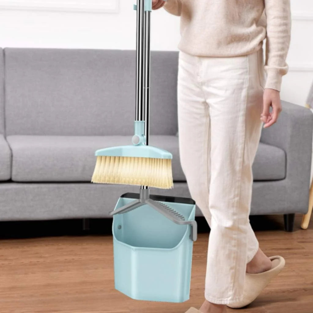 Long Handle Broom And Dustpan Set - W28cm x H77cm