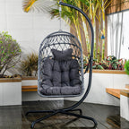 Egg-Shaped Hanging Rocking Chair With Stand, 450lbs Capacity