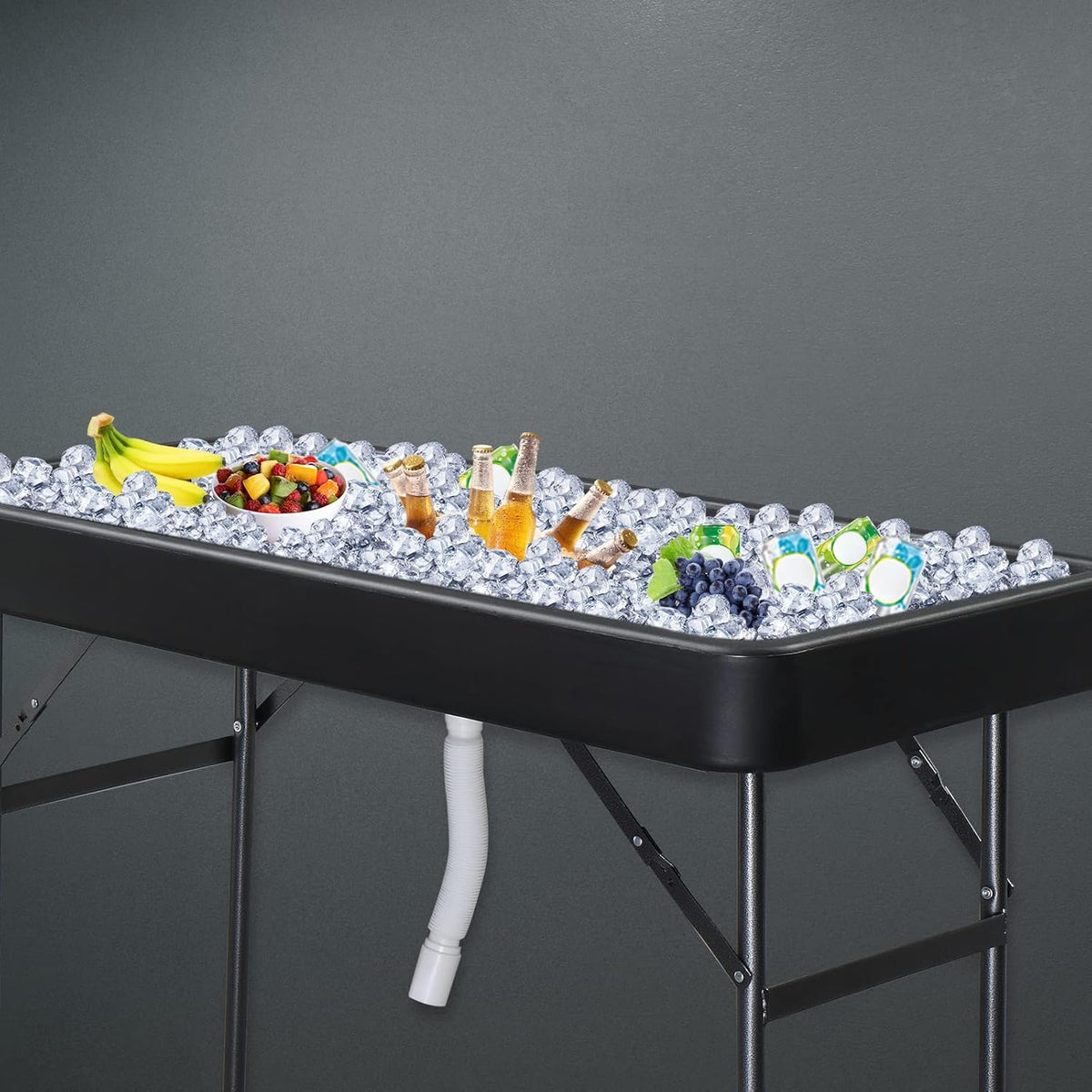 Black Portable Ice Table With Skirt - 4 ft