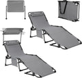 2-Seater Outdoor Folding Sun Chair With Facial Opening, Sunshade, Gray