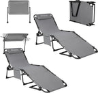 2-Seater Outdoor Folding Sun Chair With Facial Opening, Sunshade, Gray