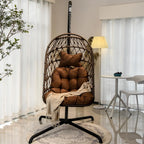 Egg-Shaped Hanging Rocking Chair With Stand, 450lbs Capacity