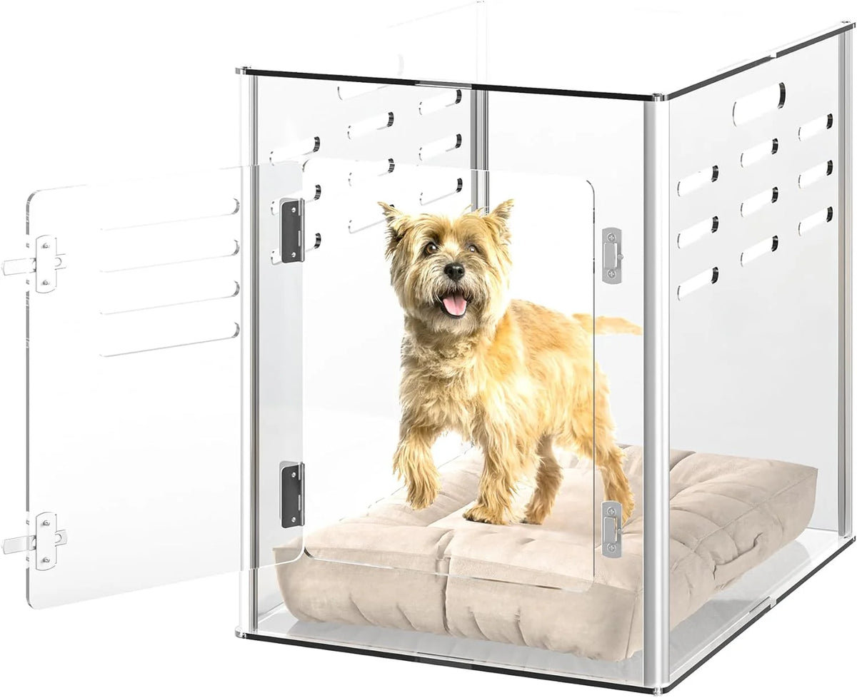 Acrylic Dog Crate Furniture, Clear, 29.9in L x 20.1in W x 22.2in H
