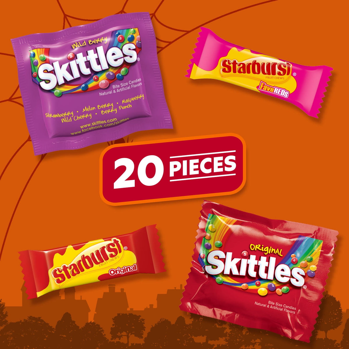 Skittles & Starburst Fun Size Chewy Halloween Candy Variety Pack