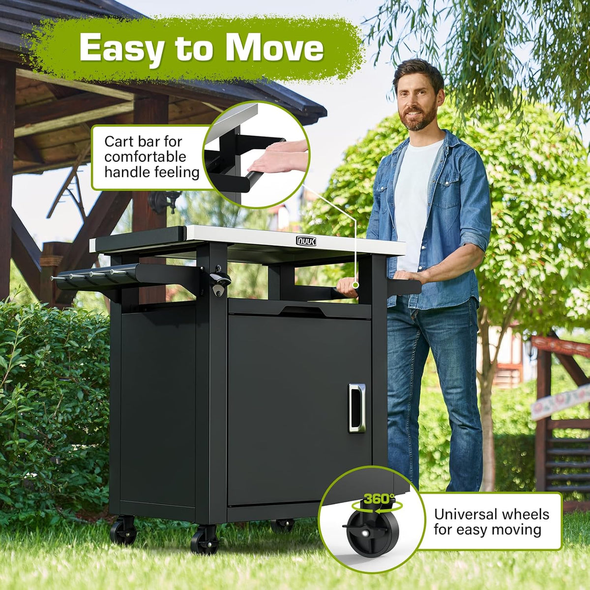 NUUK Outdoor Grill Table With Storage Cabinet, 20in x 30in