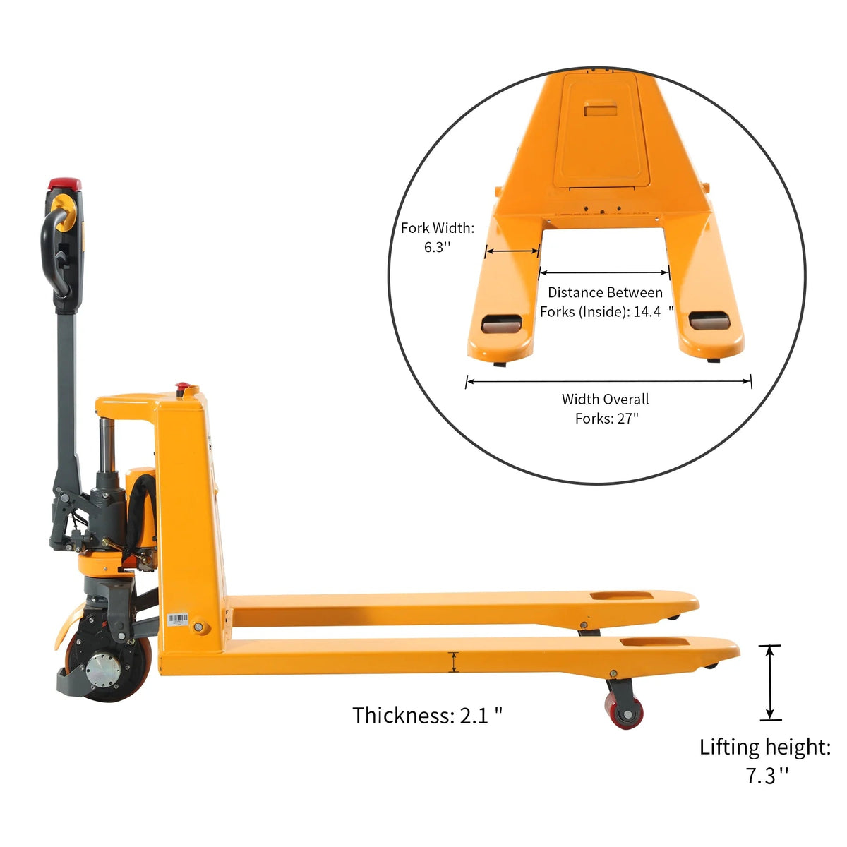 APOLLOLIFT Electric Pallet Truck With 24V/20AH Lithium Battery, 3300lb, 48x27in Forks