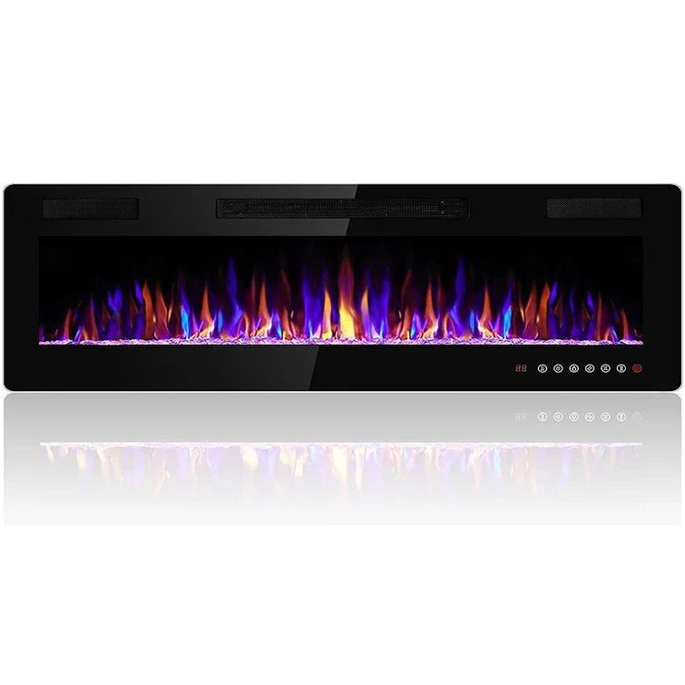 Ultra-Thin Linear Electric Fireplace, 30-72 Inch, Wall Mounted/Recessed