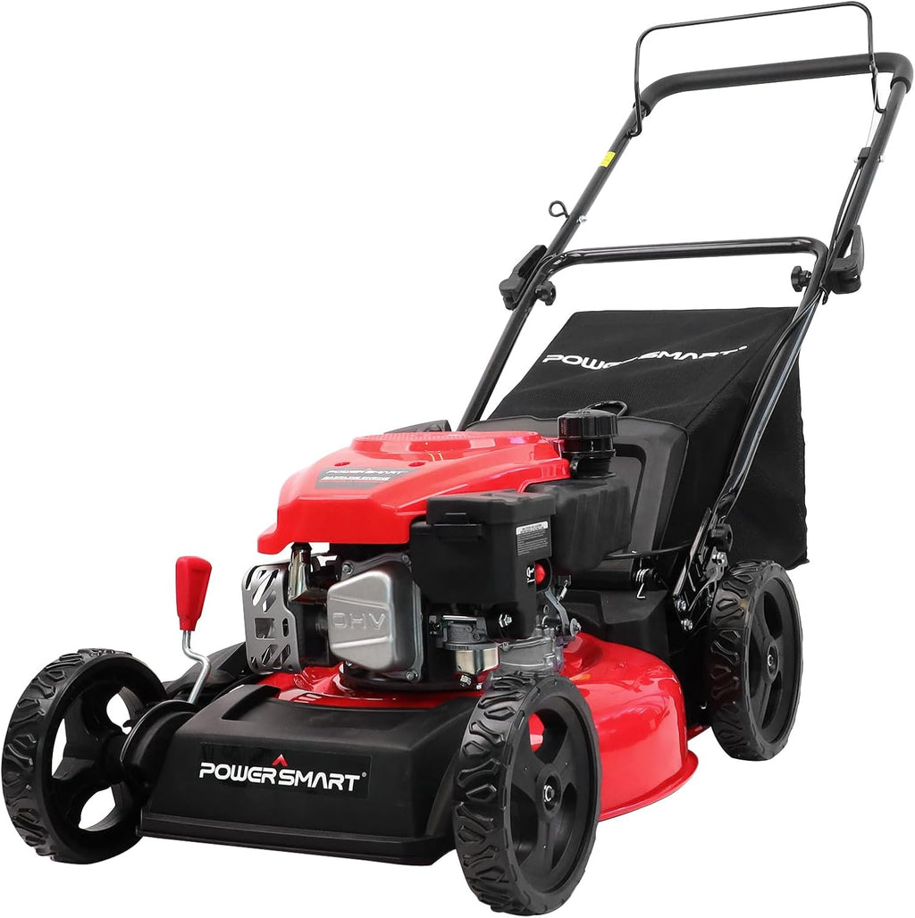 PowerSmart 18 in 144cc OHV 3-In-1 Gas-Powered Walk-Behind Lawn Mower With Mulch Bag