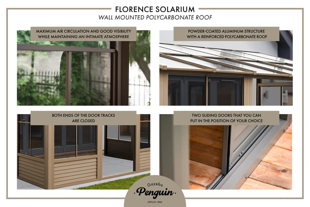 Gazebo Penguin Wall-Mounted Gazebo, 10 x 12, Aluminum Frame With UV Protection - Florence