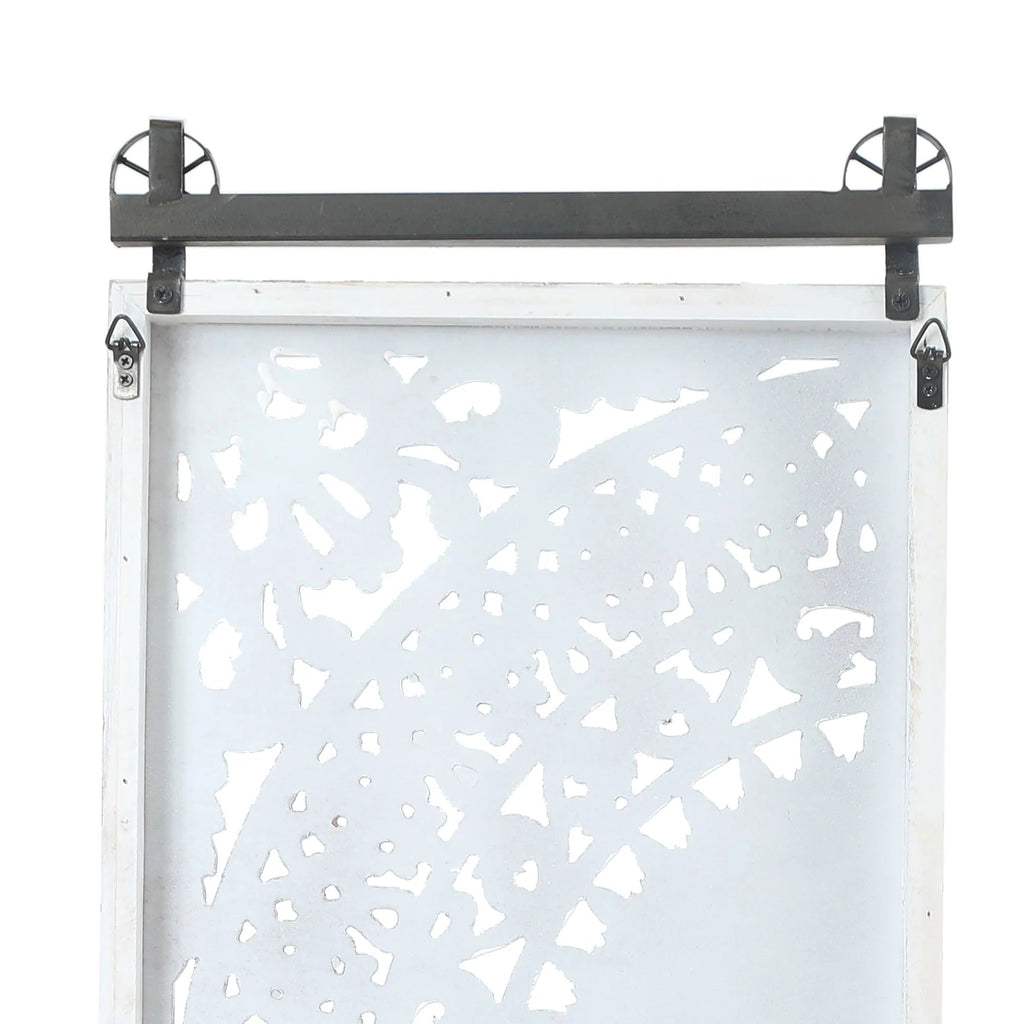 Set Of 2 Distressed Ivory White Wood Flower Wall Art With Black Accents - 33.1in H x 14.6in W