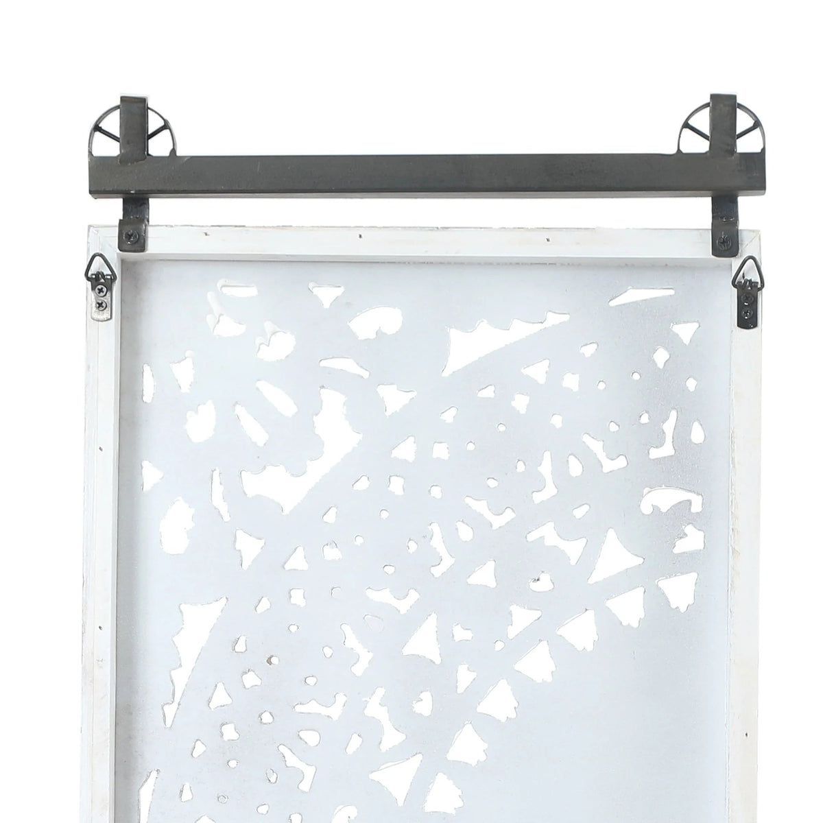 Set Of 2 Distressed Ivory White Wood Flower Wall Art With Black Accents - 33.1in H x 14.6in W