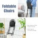2-Piece Mosaic Folding Bistro Chairs With Ceramic Tile Seats - Black